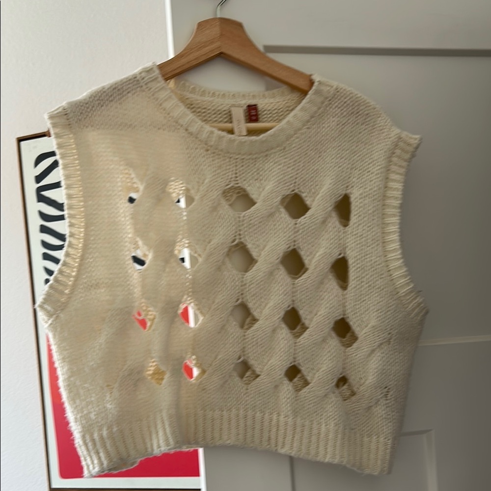 Anthropologie pilcro Cream Knit Sleeveless Sweater Vest one size